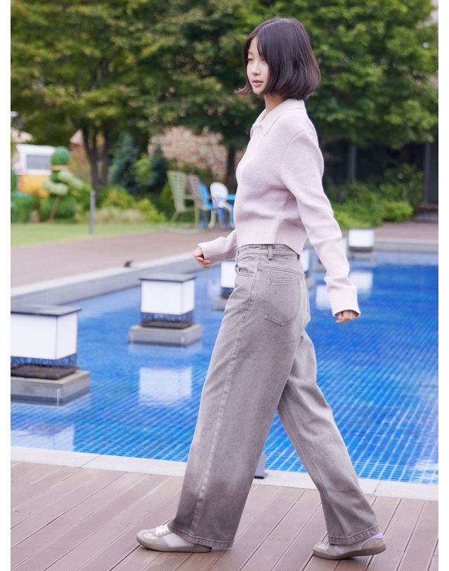 아이홀릭 딥다잉 빈티지 와이드 데님 착용컷