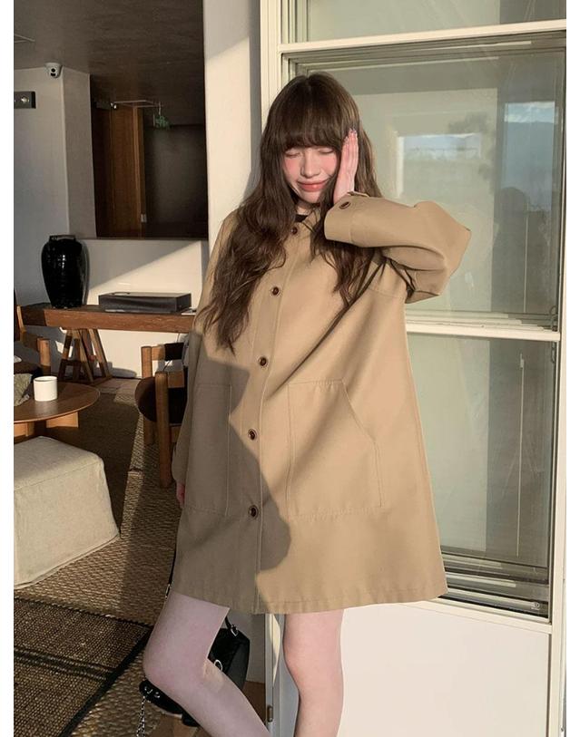 아이홀릭 싱글 스탠카라 하프코트 착용컷