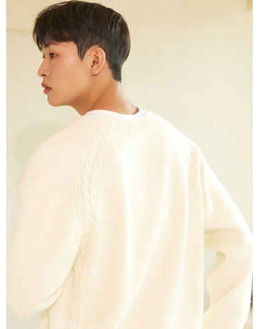 더블 집업 골지 와이 가디건 아이보리  3COLOR