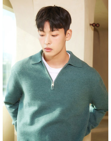 하프 집업 폴로 니트 멜란지 그린  5COLOR