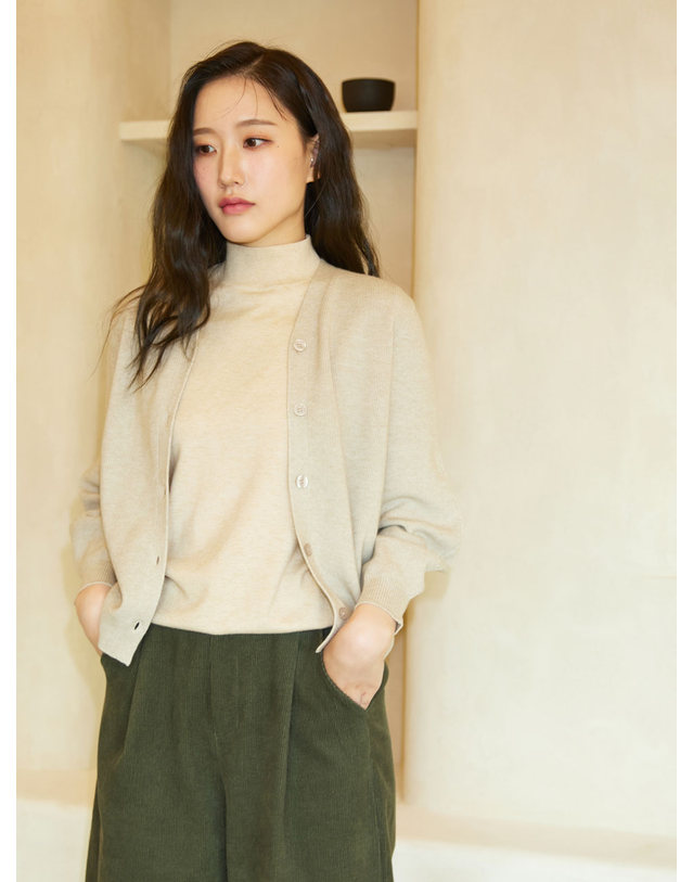 아이홀릭 모크넥 반팔 앙상블가디건세트 2color 착용컷