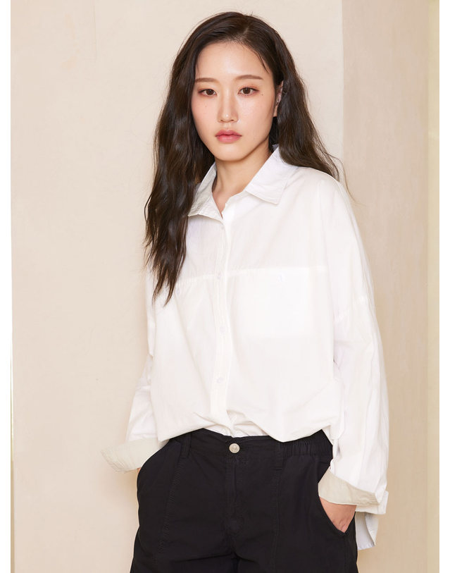 아이홀릭 와이드 빅사이즈 셔츠 2color 착용컷