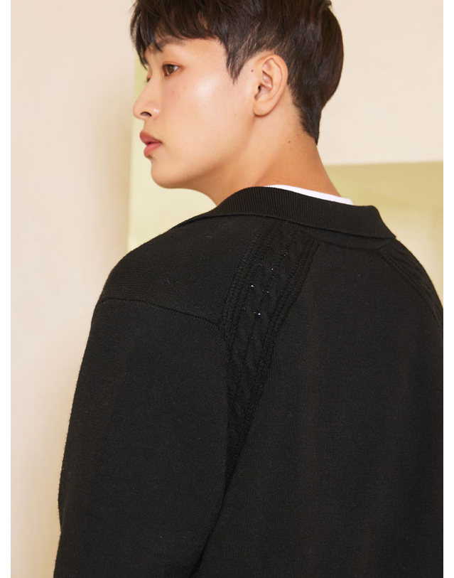 아이홀릭 하프 집업 폴로 니트 블랙 5COLOR 착용컷