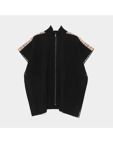버버리키즈 26FW 체크 라인 집업 메리노 울 여아 케이프 8129887