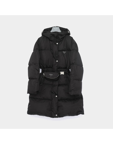 프라다 26FW 삼각로고 리나일론 포켓 벨티드 후드 롱패딩 여성 자켓 29Y395 1WQ8 F0002