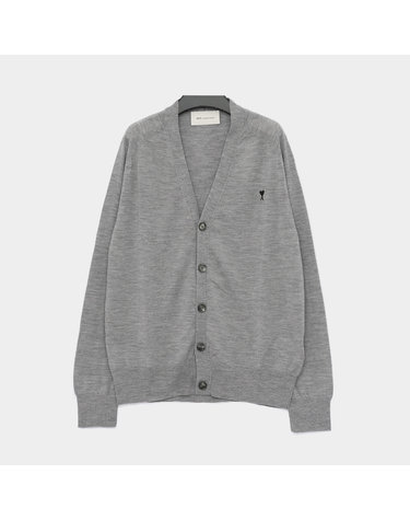 아미 블랙 스몰하트 울 V넥 남성 가디건 HKC384 KN0039 0504