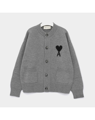 아미 26FW 블랙 하트로고 드 쾨르 크루넥 울 남성 가디건 UKC368 018 A273