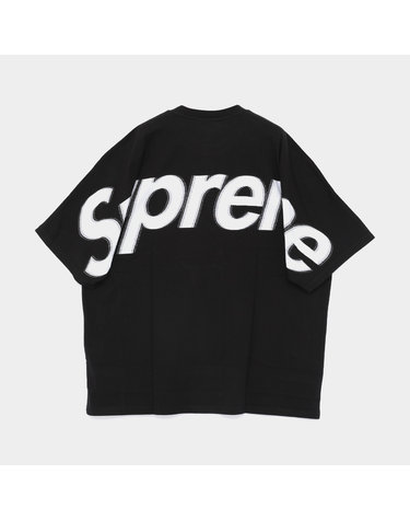 슈프림 백 빅로고 인타르시아 숏슬리브 반팔 남성 티셔츠 SS25KN13 BLACK