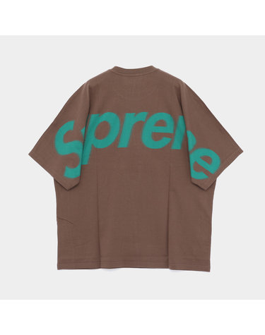 슈프림 백 빅로고 인타르시아 숏슬리브 반팔 남성 티셔츠 SS25KN13 BROWN