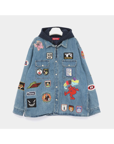 슈프림 패치스 후드 집업 셔츠 남성 자켓 SS25S30 DENIM