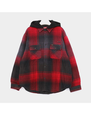 슈프림 스몰 패치로고 퀼티드 라인드 후드 플란넬 남성 셔츠 SS25S14 RED PLAID