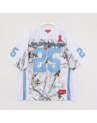 슈프림 패치로고 브레스트 캔서 어웨어니스 풋볼 저지 반팔 남성 티셔츠 FW25KN26 WHITE