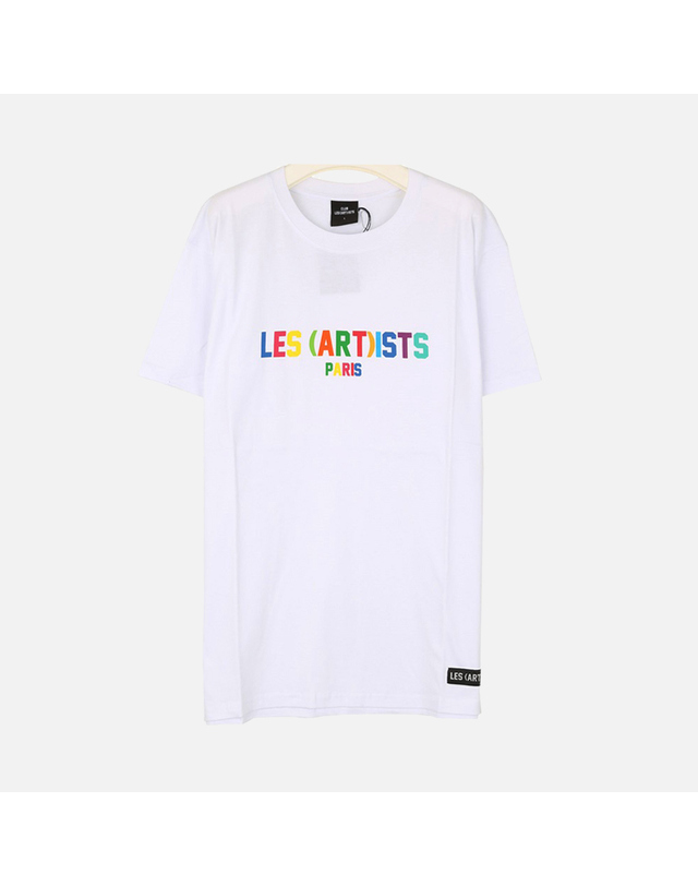 레스아티스트 레스아티스트 레인보우 프린팅 라운드 공용 반팔티 LA08TEE140WH 착용컷