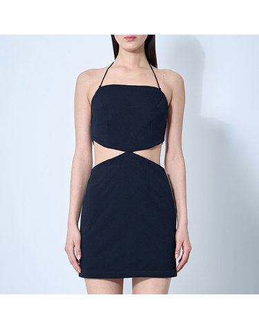 [해외직구] 26 FW 로크 컷아웃 캐미솔 스트랩 크레페 스퀘어넥 미니 드레스 다크블루 R6CA275 VM 06NAVY