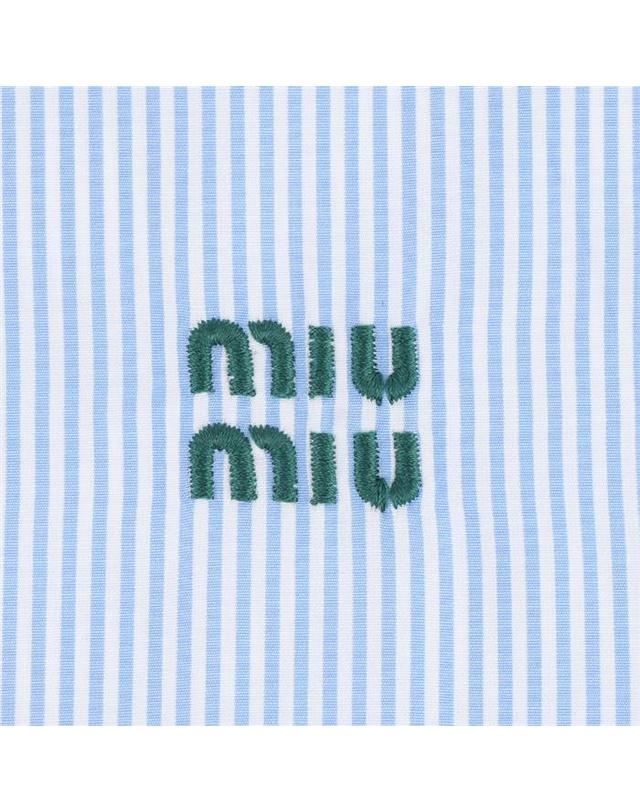 미우미우 미우미우 MK1659 19EA F0UB3 마이크로 핀스트라이프 포플린 셔츠 착용컷