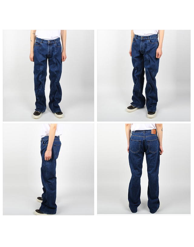 와이프로젝트 와이프로젝트 JEAN31-S24 NAVY 트위스트 와이어 데님 착용컷