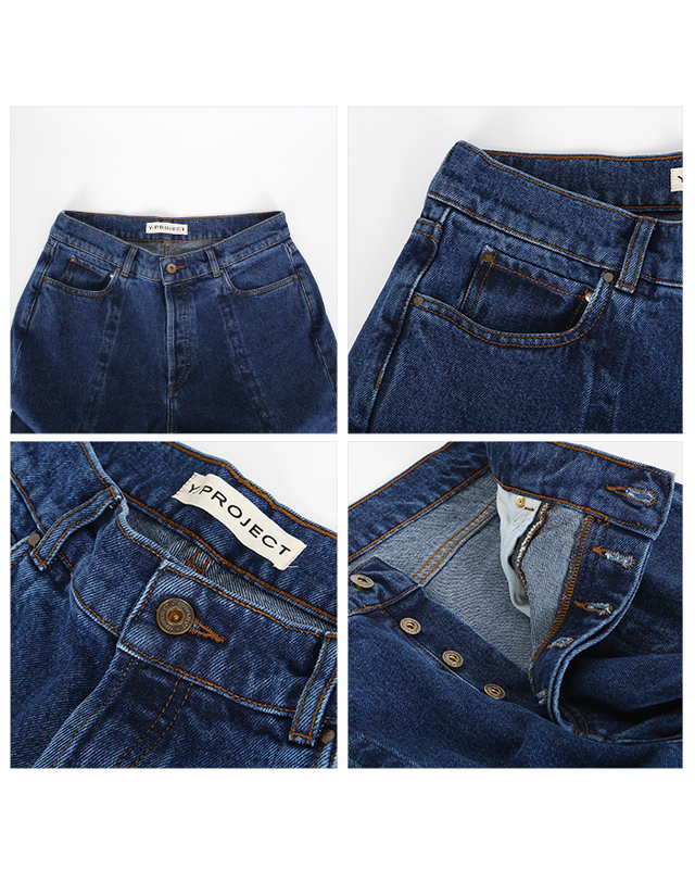 와이프로젝트 와이프로젝트 JEAN31-S24 NAVY 트위스트 와이어 데님 착용컷