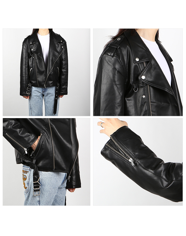 와이프로젝트 와이프로젝트 JACK95-S24 BLACK 바이커 자켓 착용컷