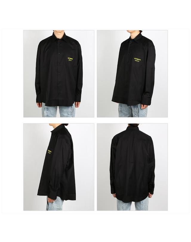 베트멍 베트멍 UA53SH300B 1001 BLACK 클릭 히어 로고 셔츠 착용컷