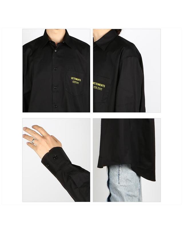 베트멍 베트멍 UA53SH300B 1001 BLACK 클릭 히어 로고 셔츠 착용컷
