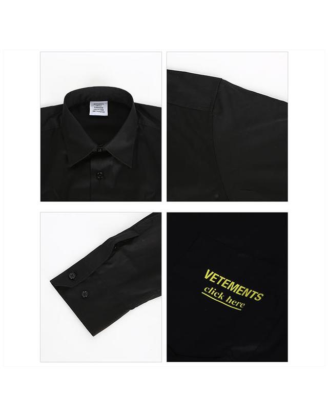 베트멍 베트멍 UA53SH300B 1001 BLACK 클릭 히어 로고 셔츠 착용컷