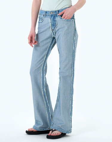 UNDERJEANS 리버스 부츠컷 데님 팬츠 라이트 블루