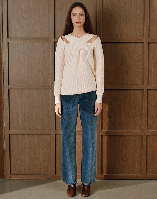 굿덴 GDWD08R Wide Vertical Gradation Blue 블루 착용컷