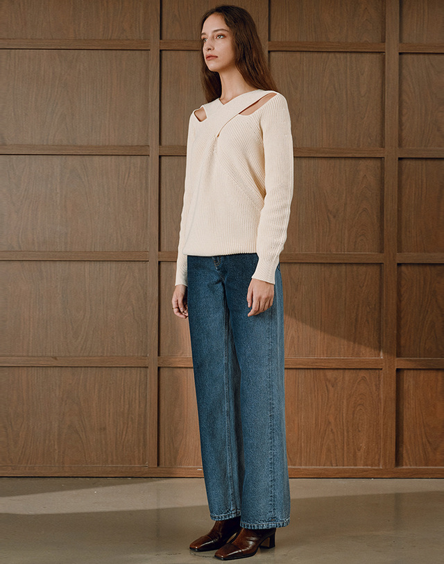 굿덴 GDWD08R Wide Vertical Gradation Blue 블루 착용컷