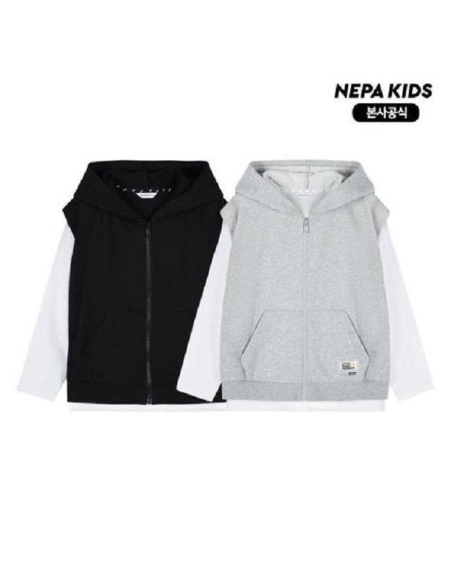 네파키즈_ [갤러리아] KLE5304_B08 후디 베스트 2PCS 착용컷