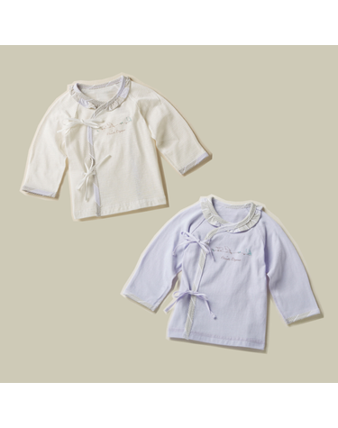 [반디스오가닉] 오가닉 바비 여아 배냇저고리 (화이트/퍼플)