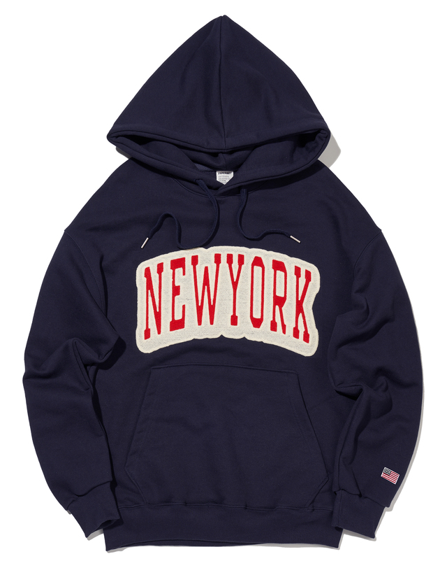 페이퍼보이 체인 뉴욕 후디-네이비 착용컷