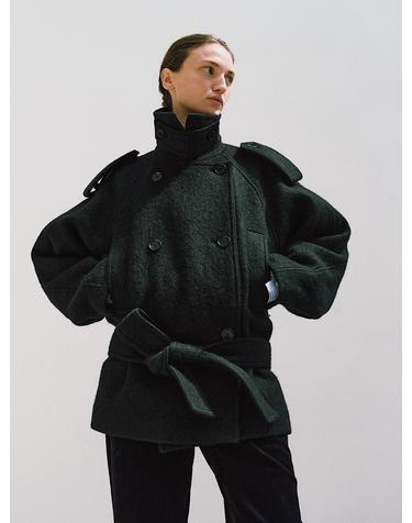 [주문 제작 7일 이내 배송 시작] ALPACA TRENCH HALF COAT (DARK NAVY)