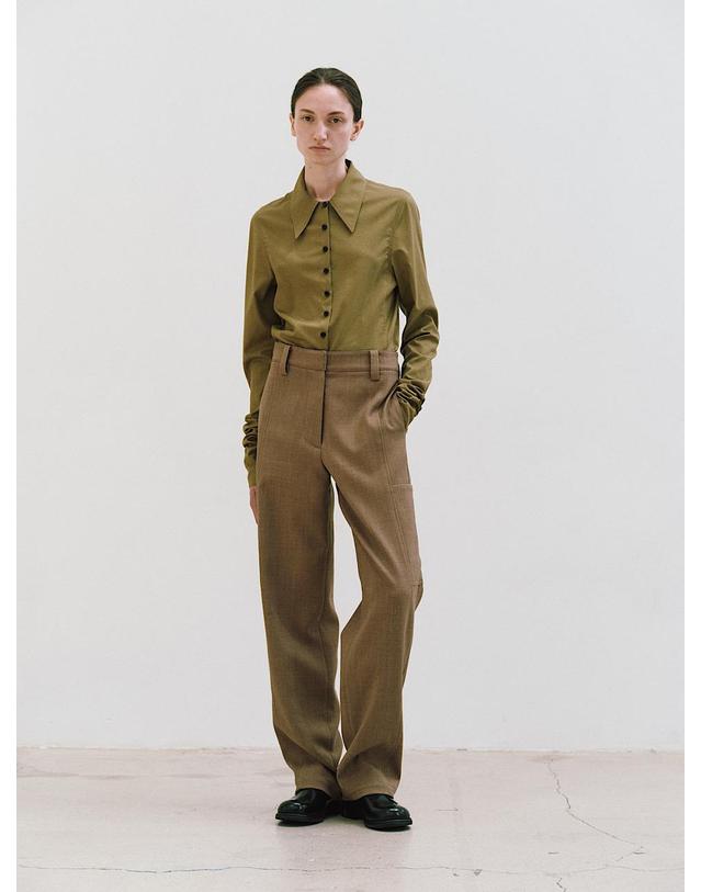 르비에르 [주문 제작 7일 이내 배송 시작] WOOL POCKET PANTS (OLIVE) 착용컷