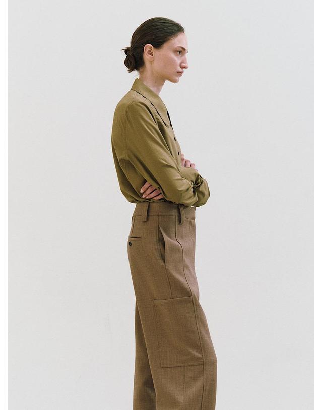 르비에르 [주문 제작 7일 이내 배송 시작] WOOL POCKET PANTS (OLIVE) 착용컷