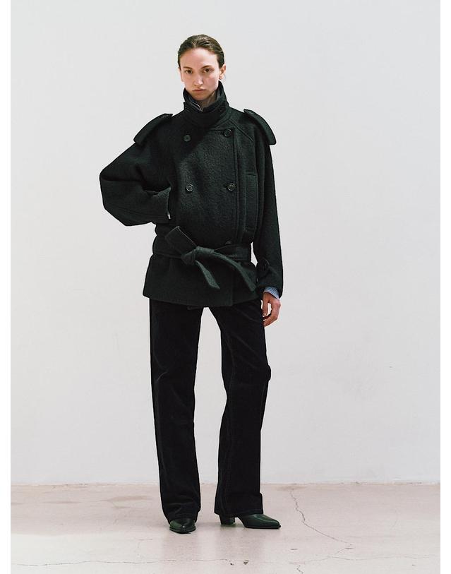 르비에르 [주문 제작 7일 이내 배송 시작] ALPACA TRENCH HALF COAT (DARK NAVY) 착용컷