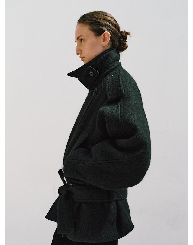 르비에르 [주문 제작 7일 이내 배송 시작] ALPACA TRENCH HALF COAT (DARK NAVY) 착용컷