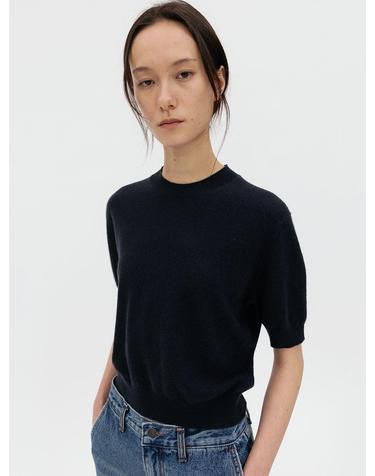 CASHMERE BLEND ROUND NECK KNIT (DARK NAVY)