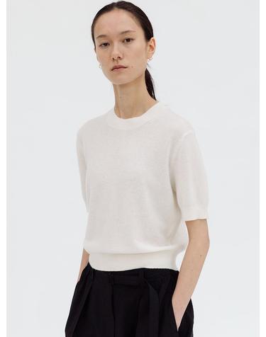 CASHMERE BLEND ROUND NECK KNIT (IVORY)