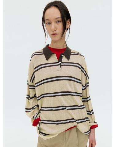STRIPE OVER-FIT COLLAR KNIT (LIGHT YELLOW)