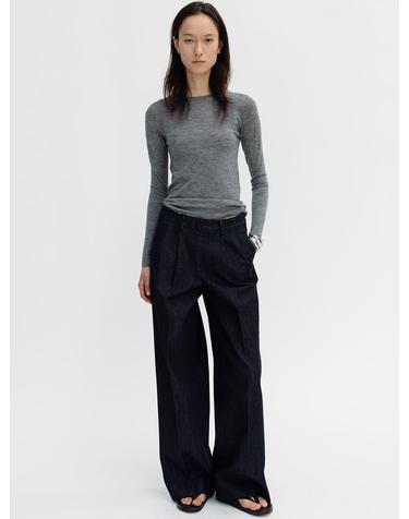 RAW DENIM TWO TUCK WIDE PANTS (NAVY)