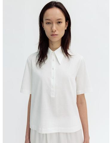 COTTON JERSEY COLLARED TOP (IVORY)