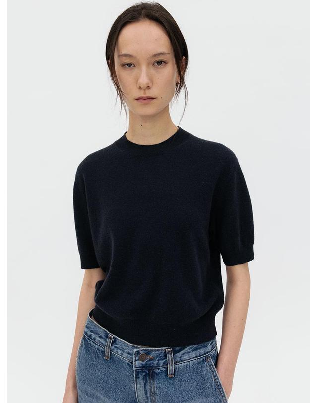 르비에르 CASHMERE BLEND ROUND NECK KNIT (DARK NAVY) 착용컷