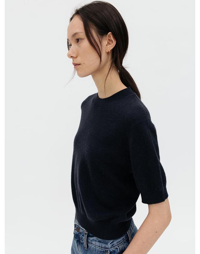 르비에르 CASHMERE BLEND ROUND NECK KNIT (DARK NAVY) 착용컷