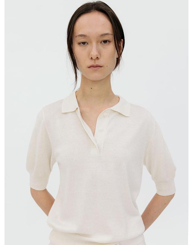르비에르 COTTON SILK BLEND COLLAR KNIT (ECRU) 착용컷
