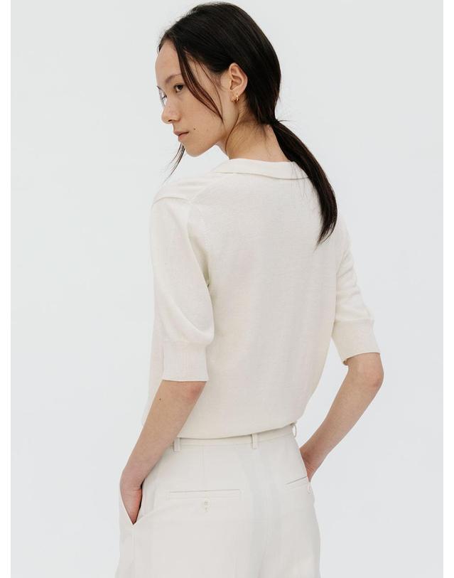 르비에르 COTTON SILK BLEND COLLAR KNIT (ECRU) 착용컷