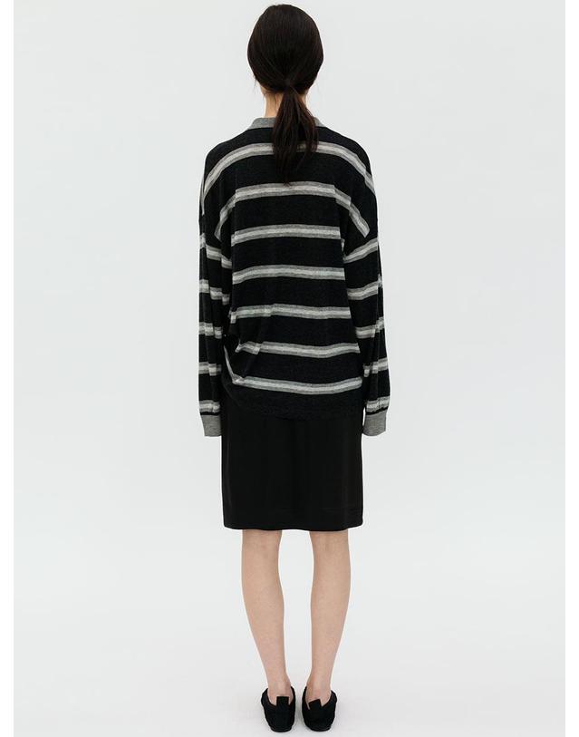 르비에르 VISCOSE SATIN BANDING SKIRT (BLACK) 착용컷