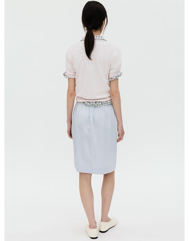 르비에르 VISCOSE SATIN BANDING SKIRT (LIGHT BLUE) 착용컷