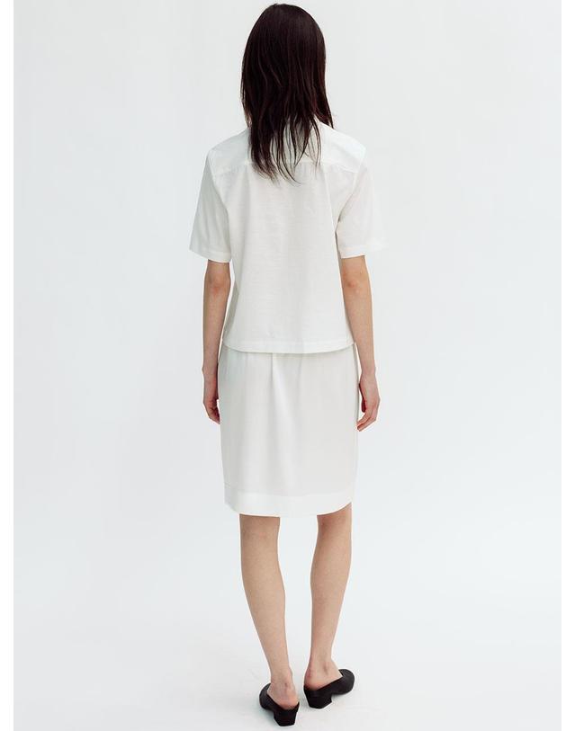 르비에르 VISCOSE SATIN BANDING SKIRT (WHITE) 착용컷