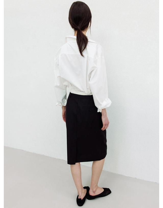 르비에르 SATIN CONTRAST MIDI SKIRT (BLACK) 착용컷