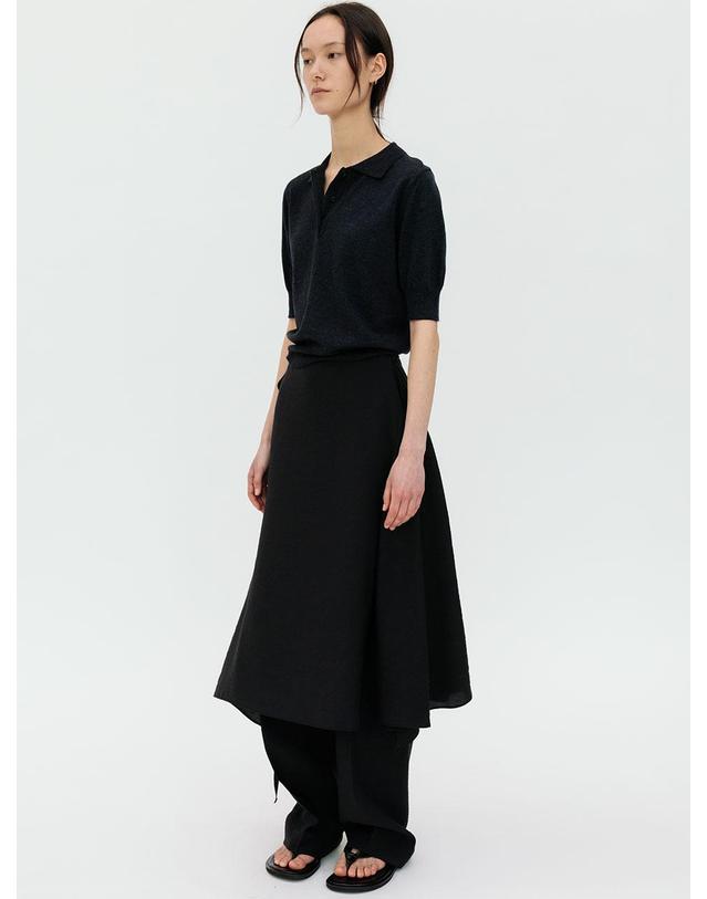 르비에르 SILKY ASYMMETRIC WRAP SKIRT (BLACK) 착용컷